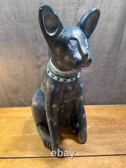 Rare Sculptures Populaires En Bois Sculptées/Peintes à la Main de Chiens/Chats de Don Freedman de Septembre
