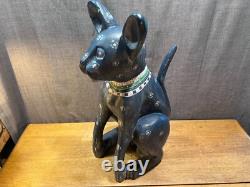 Rare Sculptures Populaires En Bois Sculptées/Peintes à la Main de Chiens/Chats de Don Freedman de Septembre