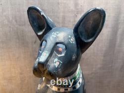 Rare Sculptures Populaires En Bois Sculptées/Peintes à la Main de Chiens/Chats de Don Freedman de Septembre