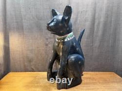 Rare Sculptures Populaires En Bois Sculptées/Peintes à la Main de Chiens/Chats de Don Freedman de Septembre
