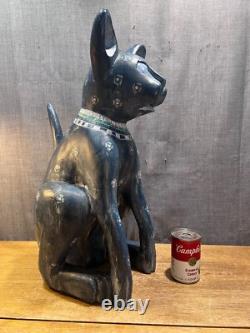 Rare Sculptures Populaires En Bois Sculptées/Peintes à la Main de Chiens/Chats de Don Freedman de Septembre