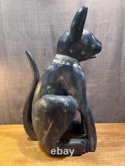 Rare Sculptures Populaires En Bois Sculptées/Peintes à la Main de Chiens/Chats de Don Freedman de Septembre
