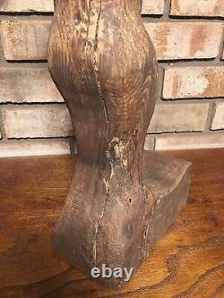 Rare Unique Antique Old Early Primitive Folk Art Sculpture en Bois Femme