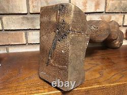 Rare Unique Antique Old Early Primitive Folk Art Sculpture en Bois Femme