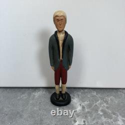 Rare et difficile à trouver Vintage C. Royston 1984 Sculpté à la main en bois peint Adam Art Populaire