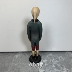 Rare et difficile à trouver Vintage C. Royston 1984 Sculpté à la main en bois peint Adam Art Populaire