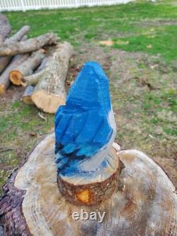 STATUE EN BOIS DE JAYBLEU ENCHAINÉE À LA SCIE À CHAINES, FAITE MAIN, 14 POUCES DE HAUT