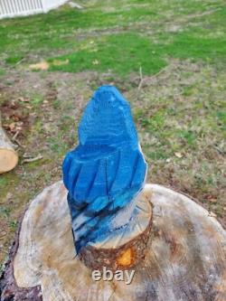 STATUE EN BOIS DE JAYBLEU ENCHAINÉE À LA SCIE À CHAINES, FAITE MAIN, 14 POUCES DE HAUT