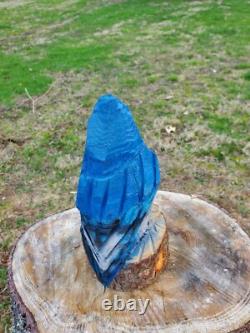 STATUE EN BOIS DE JAYBLEU ENCHAINÉE À LA SCIE À CHAINES, FAITE MAIN, 14 POUCES DE HAUT