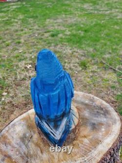 STATUE EN BOIS DE JAYBLEU ENCHAINÉE À LA SCIE À CHAINES, FAITE MAIN, 14 POUCES DE HAUT
