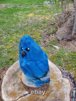 STATUE EN BOIS DE JAYBLEU ENCHAINÉE À LA SCIE À CHAINES, FAITE MAIN, 14 POUCES DE HAUT