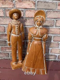 Sarreid Sculptures en Bois Sculptées à la Main Art Populaire Amish Ensemble de 24 Hommes Femmes Vintage