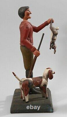 Sculpture De Sculpture En Bois D’art Folklorique De Cru De Chasseur, Crabot, Lapin
