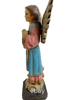 Sculpture d'ange Santo en bois sculpté à la main de l'art populaire folklorique 13