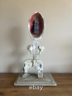 Sculpture d'art populaire américain signée par l'artiste, tête de canard en objet trouvé, art outsider