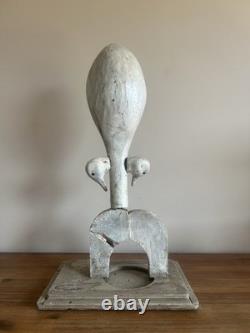 Sculpture d'art populaire américain signée par l'artiste, tête de canard en objet trouvé, art outsider