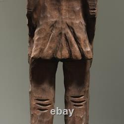 Sculpture d'art populaire en bois sculpté à la main d'un homme barbu antique