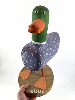 Sculpture d'oiseau canard en art populaire VTG Mexique Art populaire 14 sculpture en bois d'oie colvert