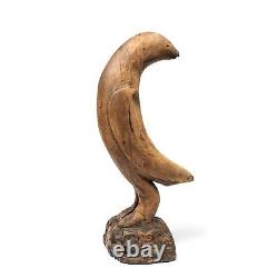 Sculpture d'oiseau en bois sculpté vintage, art populaire, 18
