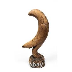 Sculpture d'oiseau en bois sculpté vintage, art populaire, 18