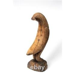Sculpture d'oiseau en bois sculpté vintage, art populaire, 18