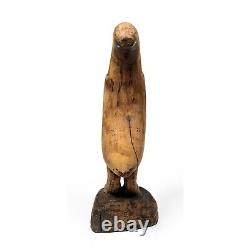 Sculpture d'oiseau en bois sculpté vintage, art populaire, 18