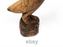 Sculpture d'oiseau en bois sculpté vintage, art populaire, 18