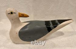 Sculpture de Mouette en Bois Vintage Signée John M. Ziniel 1979 Art Populaire Oiseau