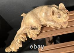 Sculpture de chat en bois sculpté à la main en burl, art populaire indonésien, unique 1/1 Sculpture de chat en bois sculpté à la main en burl, art populaire indonésien, unique 1/1