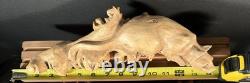 Sculpture de chat en bois sculpté à la main en burl, art populaire indonésien, unique 1/1