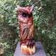 Sculpture De Hibou En Bois à La Tronçonneuse, Hibou à Cornes, Art Rustique Fait Main En Bois D'osage Orange