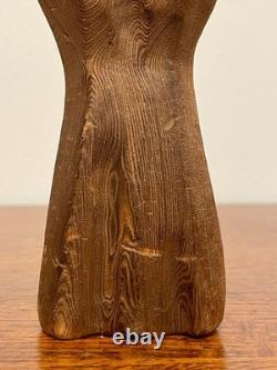 Sculpture de moine en séquoia par Oscar W. Johnston, Smith River CA, art populaire étiqueté