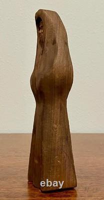 Sculpture de moine en séquoia par Oscar W. Johnston, Smith River CA, art populaire étiqueté