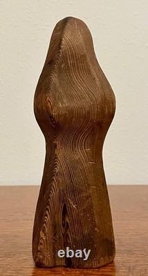 Sculpture de moine en séquoia par Oscar W. Johnston, Smith River CA, art populaire étiqueté