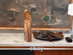 Sculpture de table en bois sculpté d'art populaire religieux de Ricardo Salazar à Taos, Nouveau-Mexique