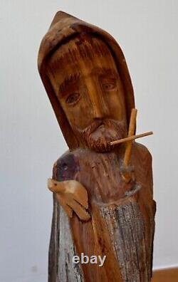 Sculpture de table en bois sculpté d'art populaire religieux de Ricardo Salazar à Taos, Nouveau-Mexique