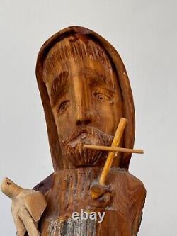 Sculpture de table en bois sculpté d'art populaire religieux de Ricardo Salazar à Taos, Nouveau-Mexique