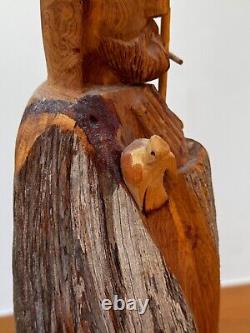 Sculpture de table en bois sculpté d'art populaire religieux de Ricardo Salazar à Taos, Nouveau-Mexique