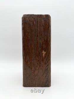 Sculpture de visage en bois sculpté à la main vintage, art folklorique, sculpture primitive
