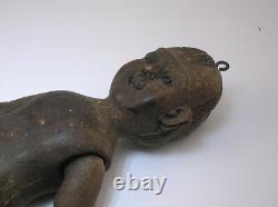 Sculpture éducative en bois sculpté antique en folk art, double face garçon/fille B/o