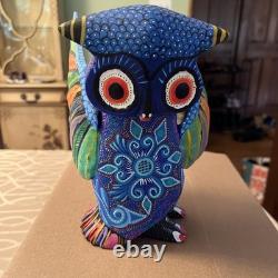 Sculpture en bois de hibou coloré Oaxaqueño Alebrije 1 pièce