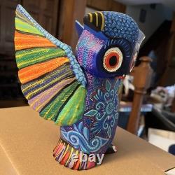 Sculpture en bois de hibou coloré Oaxaqueño Alebrije 1 pièce