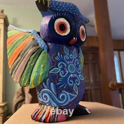 Sculpture en bois de hibou coloré Oaxaqueño Alebrije 1 pièce