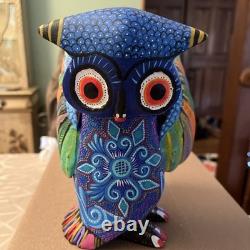 Sculpture en bois de hibou coloré Oaxaqueño Alebrije 1 pièce