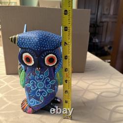 Sculpture en bois de hibou coloré Oaxaqueño Alebrije 1 pièce