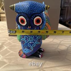 Sculpture en bois de hibou coloré Oaxaqueño Alebrije 1 pièce