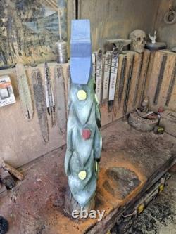 Sculpture en bois de sapin de Noël taillée à la tronçonneuse, décoration rustique saisonnière des fêtes