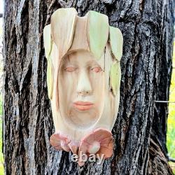 Sculpture en bois esprit, art populaire fait main, sculptures contemporaines de visages