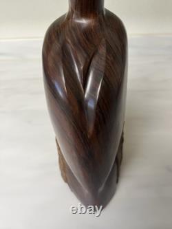Sculpture en bois et fer vintage sculptée à la main, art populaire, pélican, moderne MCM
