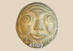 Sculpture en pierre de visage d'effigie en art populaire sculptée à la main, début du 20ème siècle